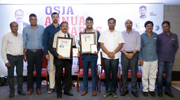 Awardees with guests and OSJA office-bearers at the 2nd Annual Awards function in Bhubaneswar on 29th June, 2019.