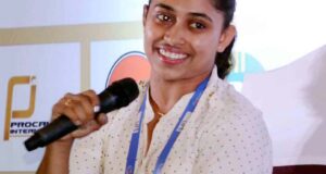 Gymnastic sensation Dipa Karmakar tells her story at the SJFI National Convention in Bhubaneswar on Sept 16, 2016